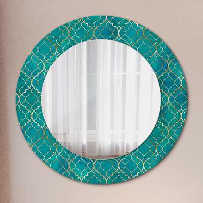 Round mirror decor Green and gold composition