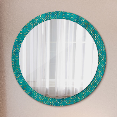 Round mirror decor Green and gold composition