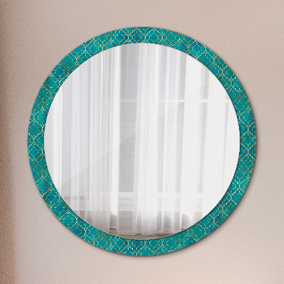 Round mirror decor Green and gold composition