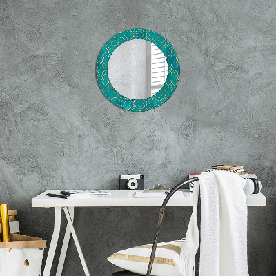 Round mirror decor Green and gold composition