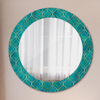 Round mirror decor Green and gold composition