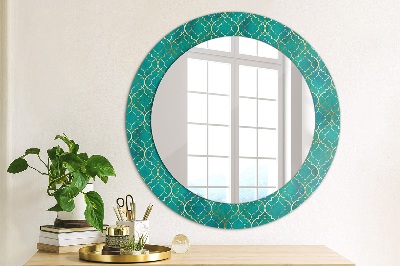 Round mirror decor Green and gold composition