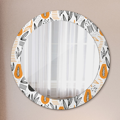 Round decorative wall mirror Papaya pattern