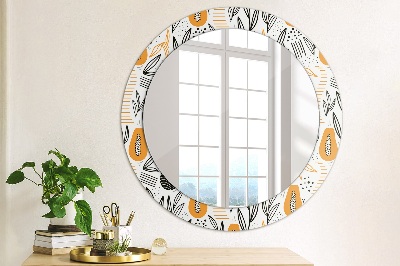 Round decorative wall mirror Papaya pattern