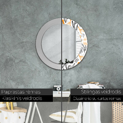 Round decorative wall mirror Papaya pattern