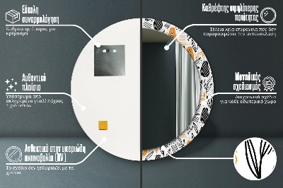 Round decorative wall mirror Papaya pattern