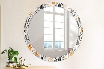 Round decorative wall mirror Papaya pattern