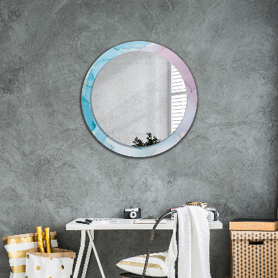 Round decorative wall mirror Modern marble texture