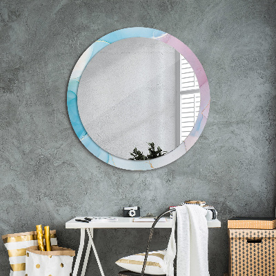 Round decorative wall mirror Modern marble texture