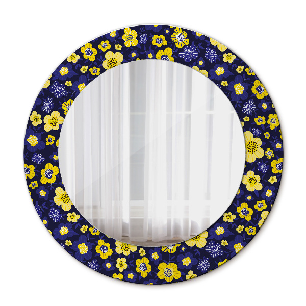 Round decorative wall mirror Cute small flowers