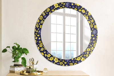 Round decorative wall mirror Cute small flowers