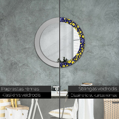 Round decorative wall mirror Cute small flowers