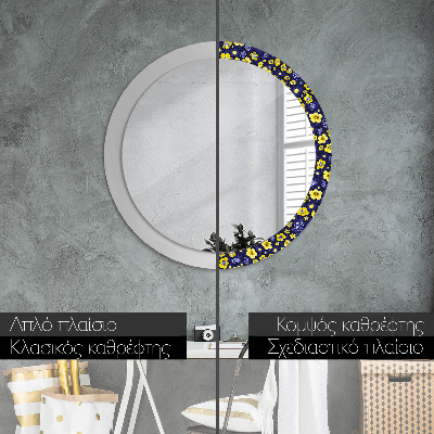 Round decorative wall mirror Cute small flowers