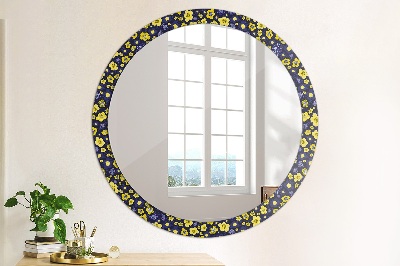 Round decorative wall mirror Cute small flowers