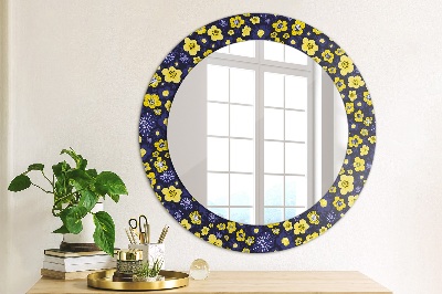 Round decorative wall mirror Cute small flowers