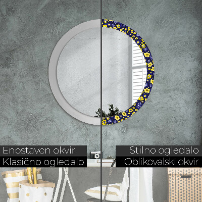 Round decorative wall mirror Cute small flowers