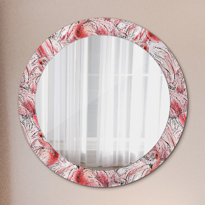 Round decorative wall mirror Flamingo pattern