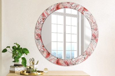 Round decorative wall mirror Flamingo pattern