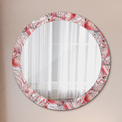 Round decorative wall mirror Flamingo pattern