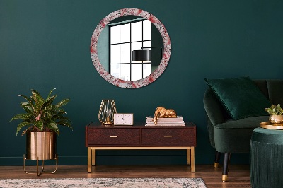 Round decorative wall mirror Flamingo pattern