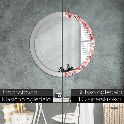 Round decorative wall mirror Flamingo pattern