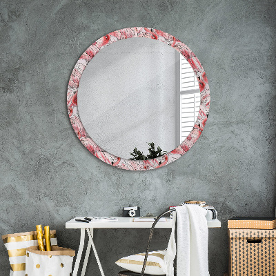 Round decorative wall mirror Flamingo pattern