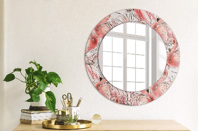 Round decorative wall mirror Flamingo pattern