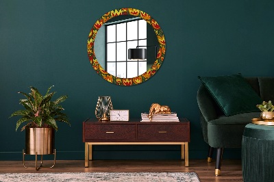 Round decorative wall mirror Retro tulips