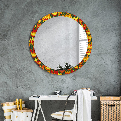 Round decorative wall mirror Retro tulips