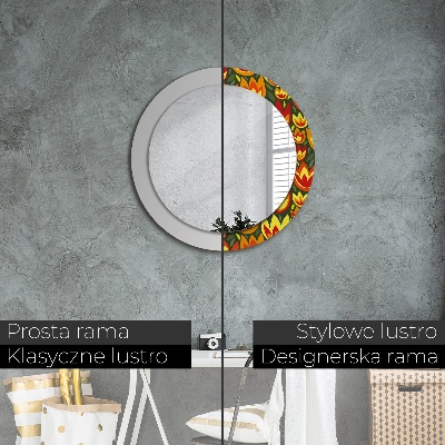 Round decorative wall mirror Retro tulips