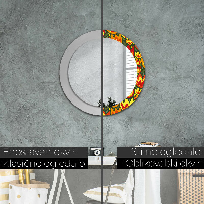 Round decorative wall mirror Retro tulips