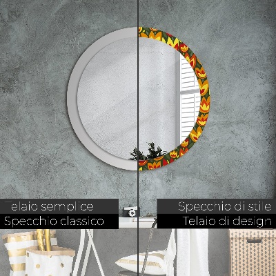 Round decorative wall mirror Retro tulips