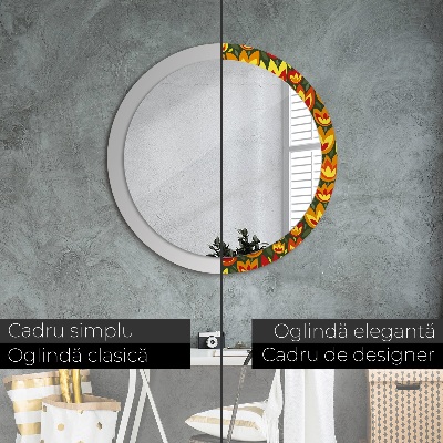 Round decorative wall mirror Retro tulips