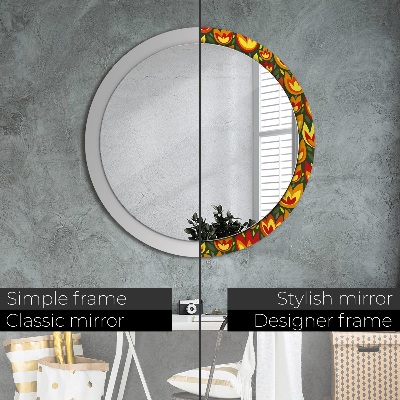 Round decorative wall mirror Retro tulips