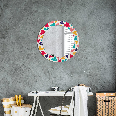 Round mirror decor Colorful hearts