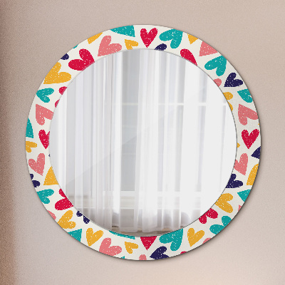 Round mirror decor Colorful hearts