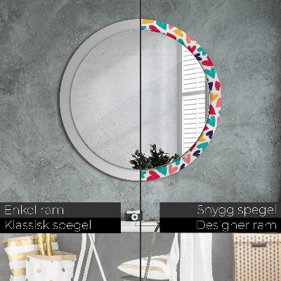 Round mirror decor Colorful hearts