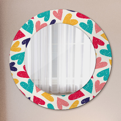 Round mirror decor Colorful hearts