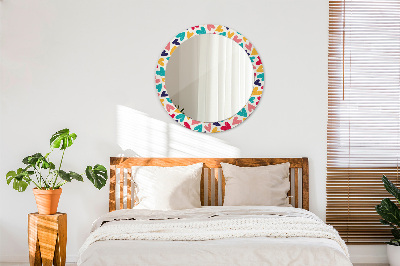 Round mirror decor Colorful hearts