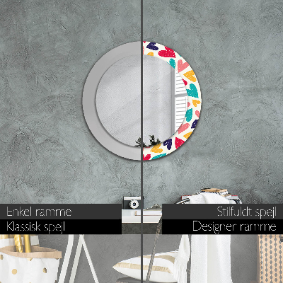 Round mirror decor Colorful hearts