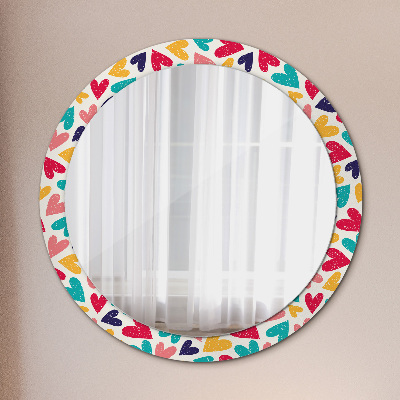 Round mirror decor Colorful hearts