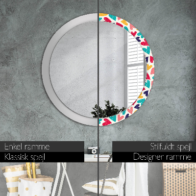 Round mirror decor Colorful hearts