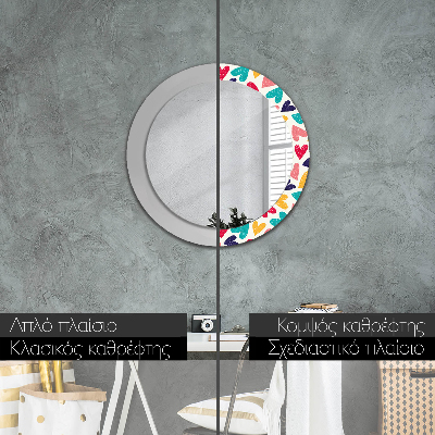 Round mirror decor Colorful hearts