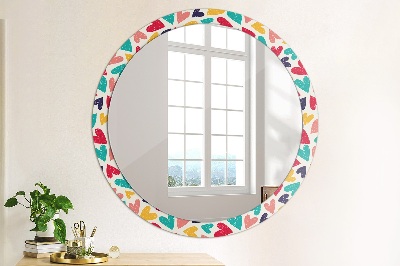 Round mirror decor Colorful hearts