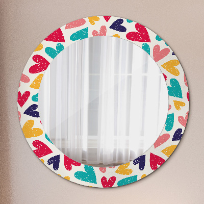 Round mirror decor Colorful hearts