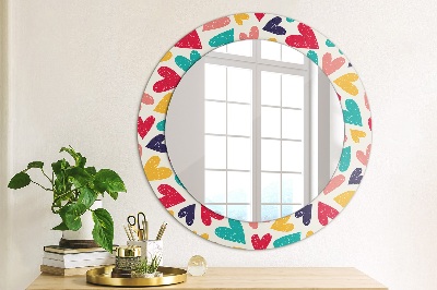 Round mirror decor Colorful hearts