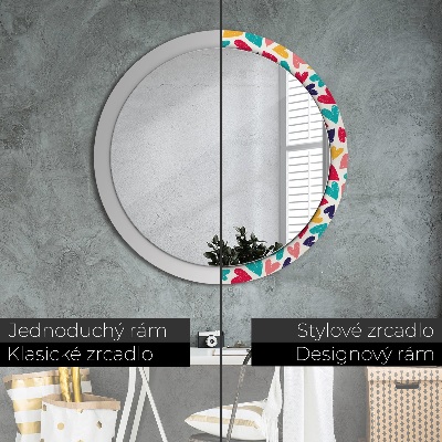 Round mirror decor Colorful hearts