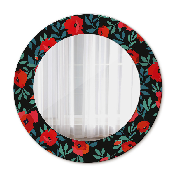 Round mirror print Red poppy