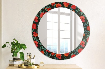 Round mirror print Red poppy