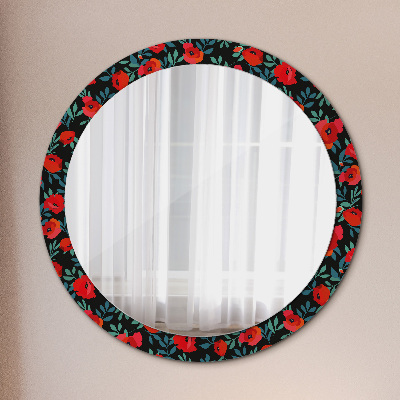 Round mirror print Red poppy